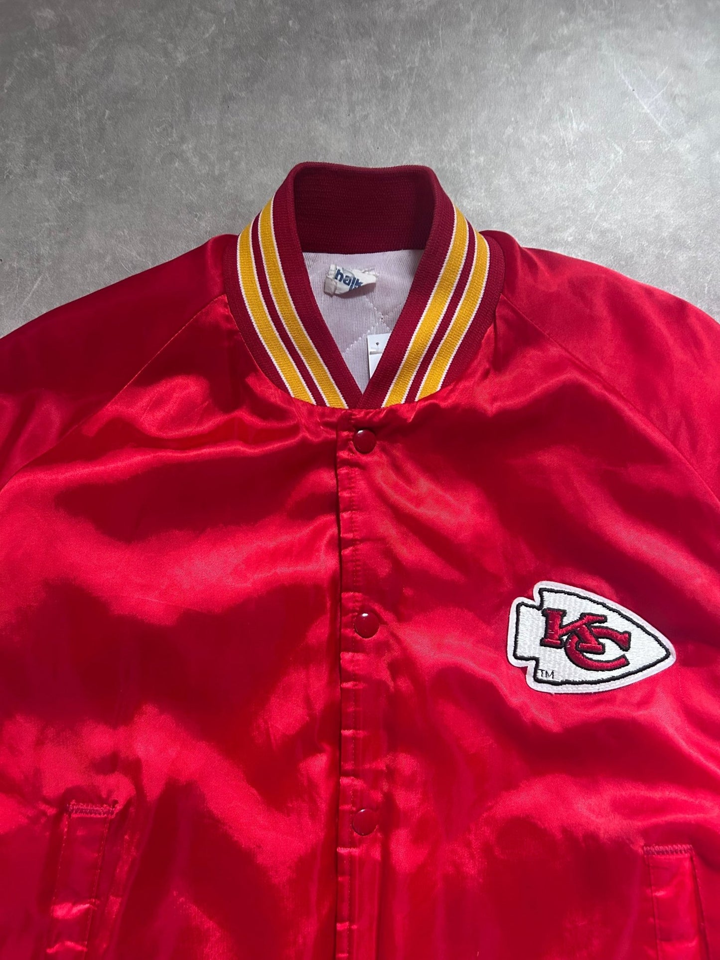 90s Vintage Kansas City Chiefs Red Satin Jacket Size M - M | Martin City Vintage