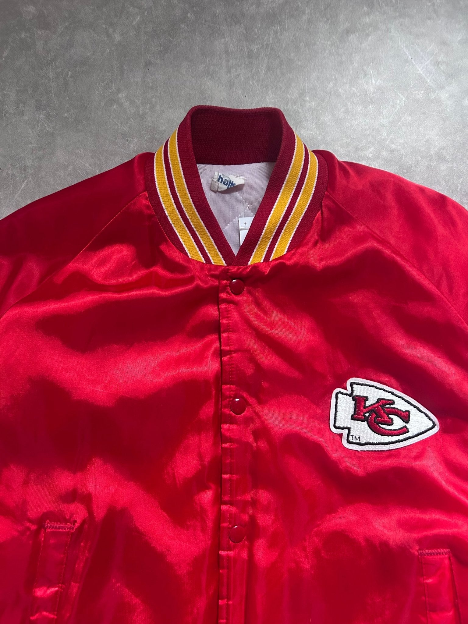 90s Vintage Kansas City Chiefs Red Satin Jacket Size M - M | Martin City Vintage