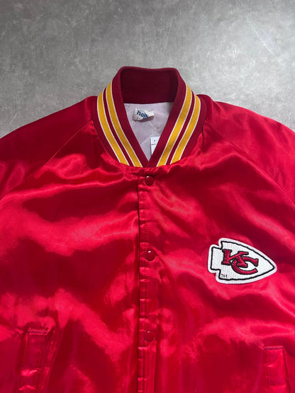 90s Vintage Kansas City Chiefs Red Satin Jacket Size M - M | Martin City Vintage