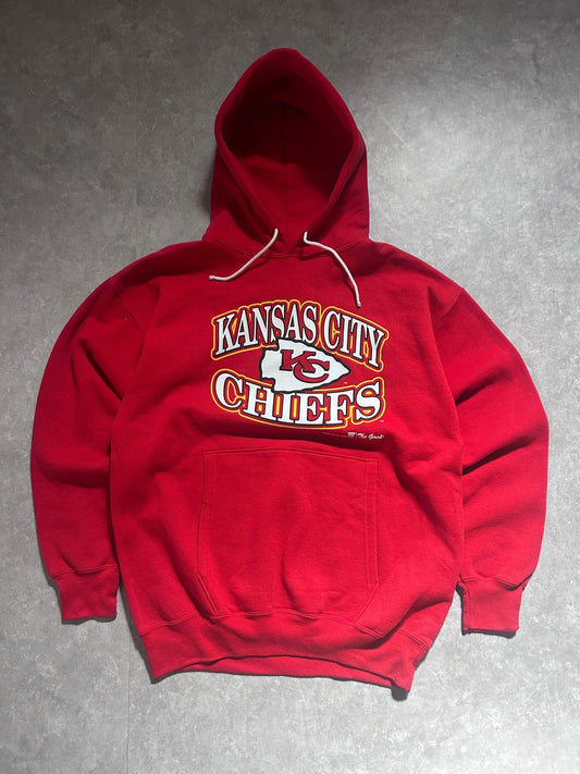 90s Vintage Kansas City Chiefs The Game Red Hoodie Size L - L | Martin City Vintage
