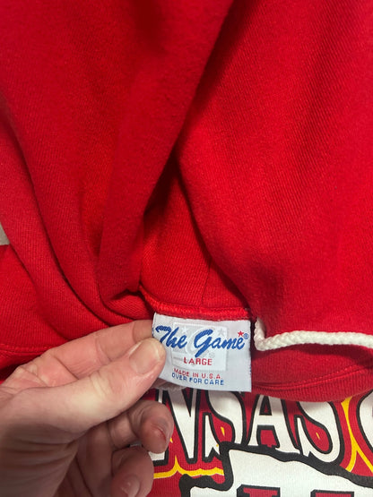 90s Vintage Kansas City Chiefs The Game Red Hoodie Size L - L | Martin City Vintage