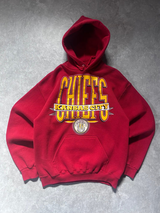 90s Vintage Kansas City Chiefs Logo7 Red Hoodie Size L - L | Martin City Vintage