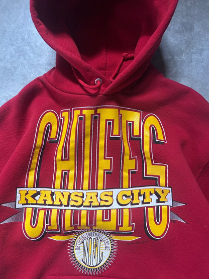 90s Vintage Kansas City Chiefs Logo7 Red Hoodie Size L - L | Martin City Vintage