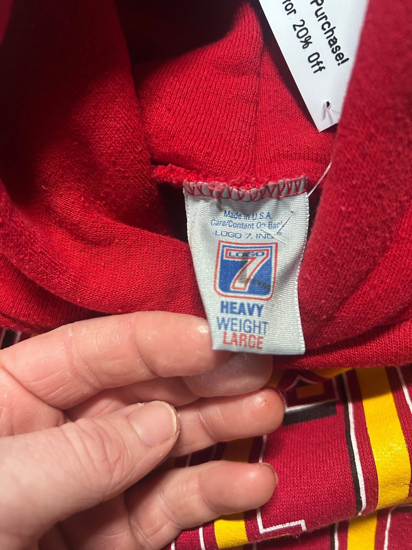 90s Vintage Kansas City Chiefs Logo7 Red Hoodie Size L - L | Martin City Vintage