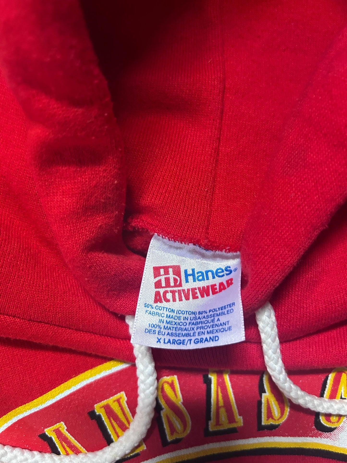 90s Vintage Kansas City Chiefs Chrome Print Red Hoodie Size XL - XL | Martin City Vintage
