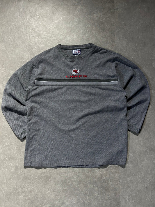 90s Vintage Kansas City Chiefs Grey Long Sleeve Shirt Size L - L | Martin City Vintage