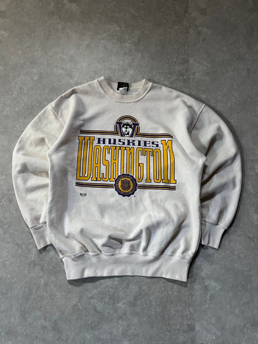 90s Vintage Washington Huskies Cream Crewneck Size L - L | Martin City Vintage