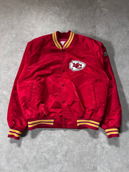 90s Vintage Kansas City Chiefs Red Satin Jacket Size XL - XL | Martin City Vintage