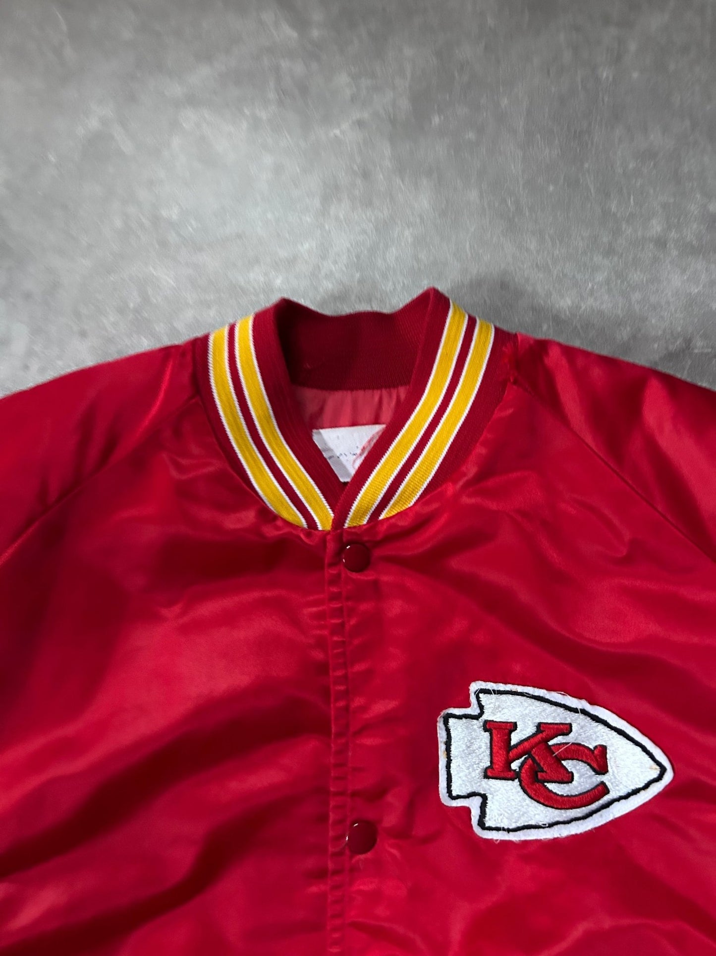 90s Vintage Kansas City Chiefs Red Satin Jacket Size XL - XL | Martin City Vintage