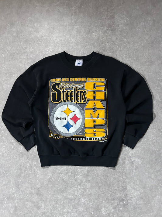 1995 Vintage Pittsburgh Steelers AFC Central Black Crewneck Size L - L | Martin City Vintage