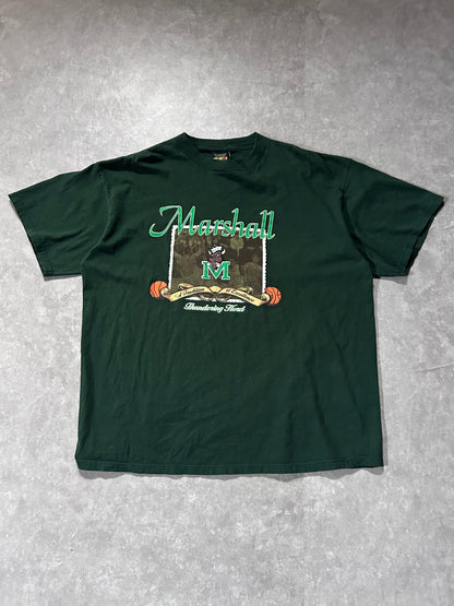 90s Vintage Marshall Thundering Herd Basketball Green T Shirt Size XXL - XXL | Martin City Vintage