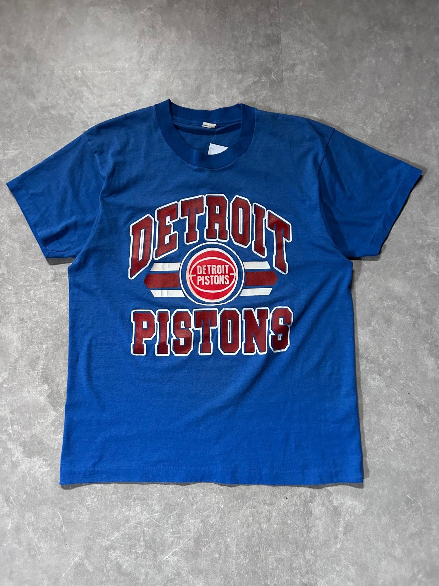 80s Vintage Detroit Pistons Blue T Shirt Size L - L | Martin City Vintage