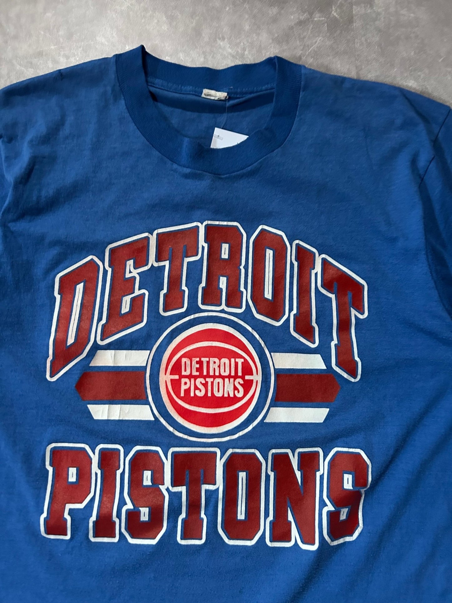 80s Vintage Detroit Pistons Blue T Shirt Size L - L | Martin City Vintage
