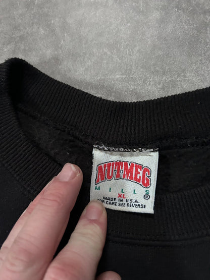 90s Vintage Kansas City Chiefs Kicking Tee Black Crewneck Size XL - XL | Martin City Vintage