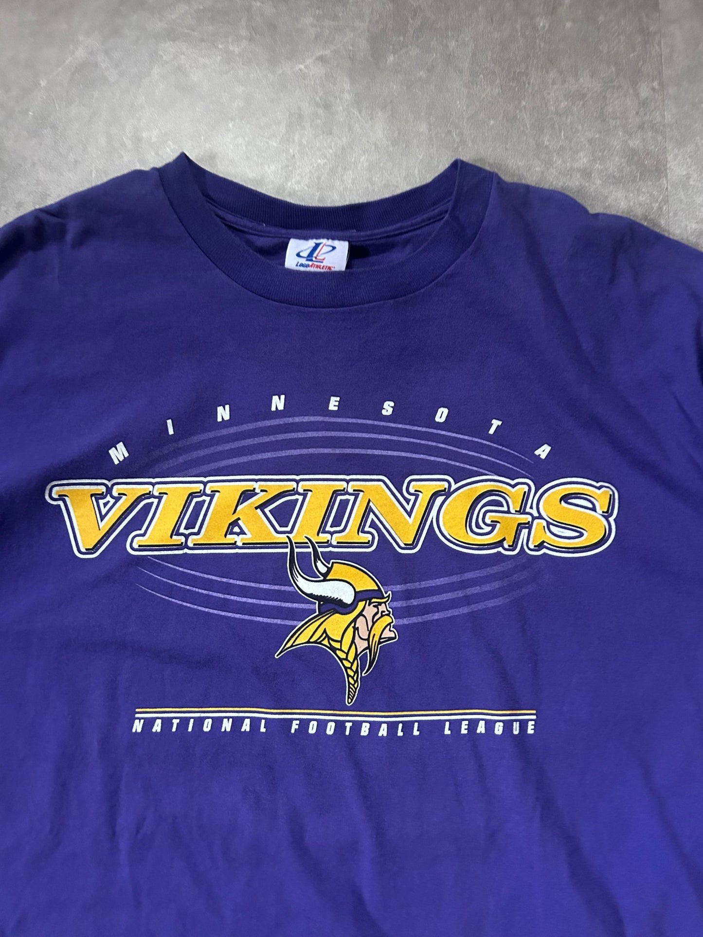 90s Vintage Minnesota Vikings Logo Athletic Purple T Shirt Size XL - XL | Martin City Vintage
