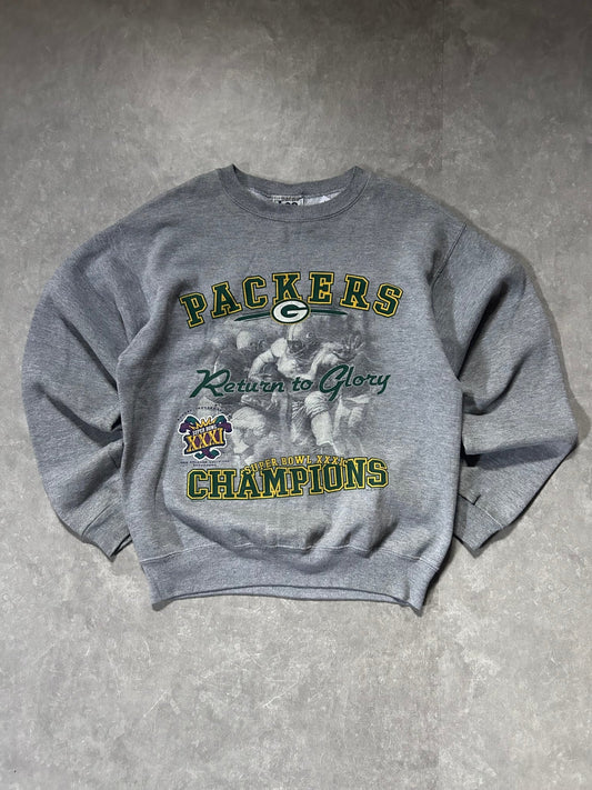 1997 Vintage Green Bay Packers Super Bowl Grey Crewneck Size XL - XL | Martin City Vintage