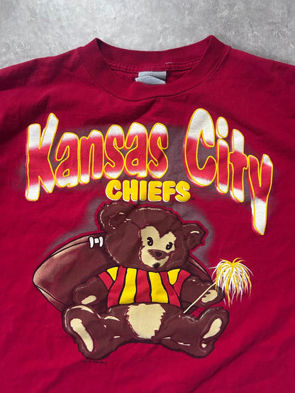 90s Vintage Kansas City Chiefs Teddy Bear Boxy Red T Shirt Size XL - XL | Martin City Vintage