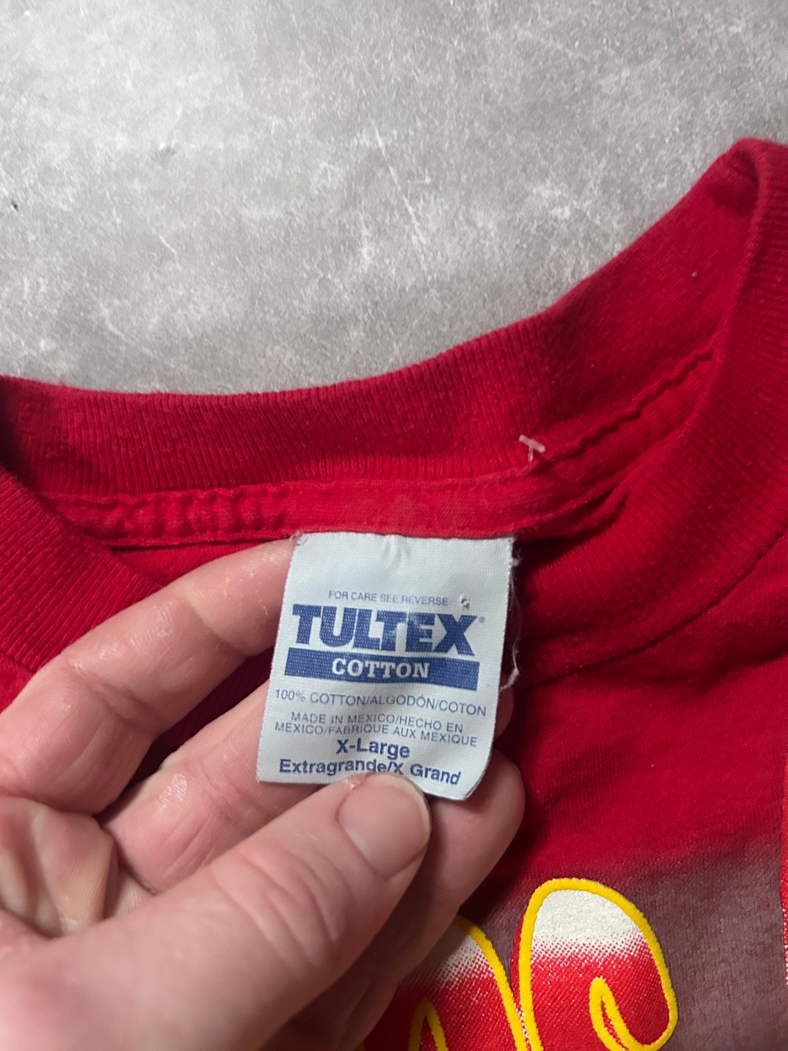 90s Vintage Kansas City Chiefs Teddy Bear Boxy Red T Shirt Size XL - XL | Martin City Vintage