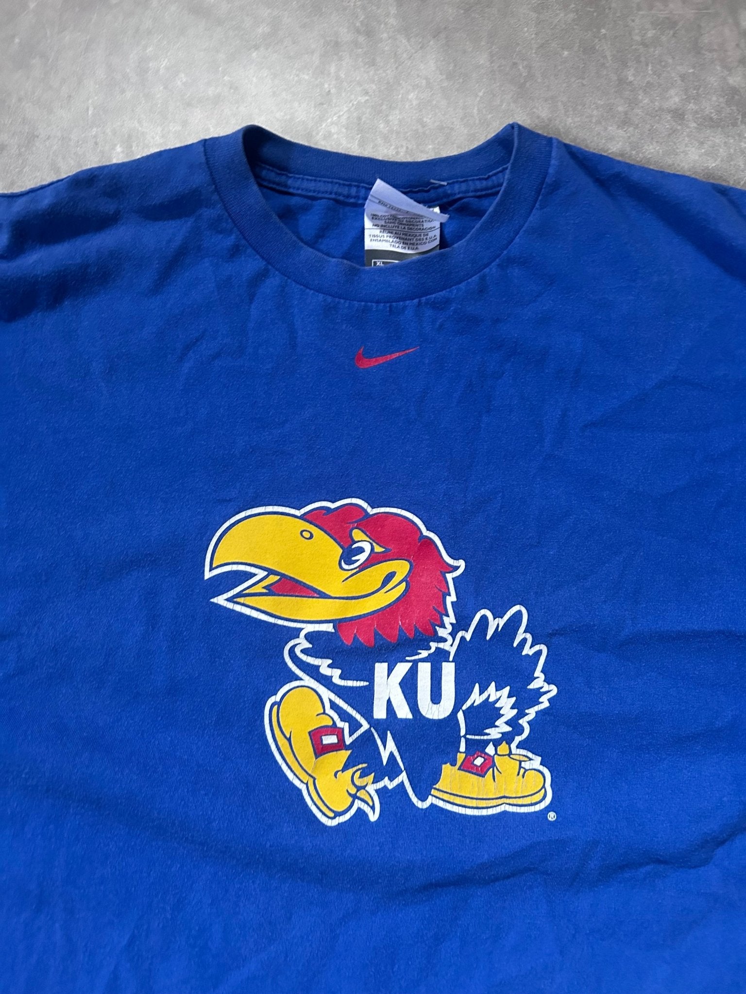 2000s Vintage Kansas Jayhawks Nike Blue T Shirt Size XL - XL | Martin City Vintage