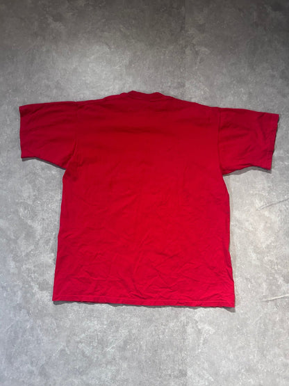 90s Vintage Kansas City Joe Montana Caricature Red T Shirt Size XL - XL | Martin City Vintage