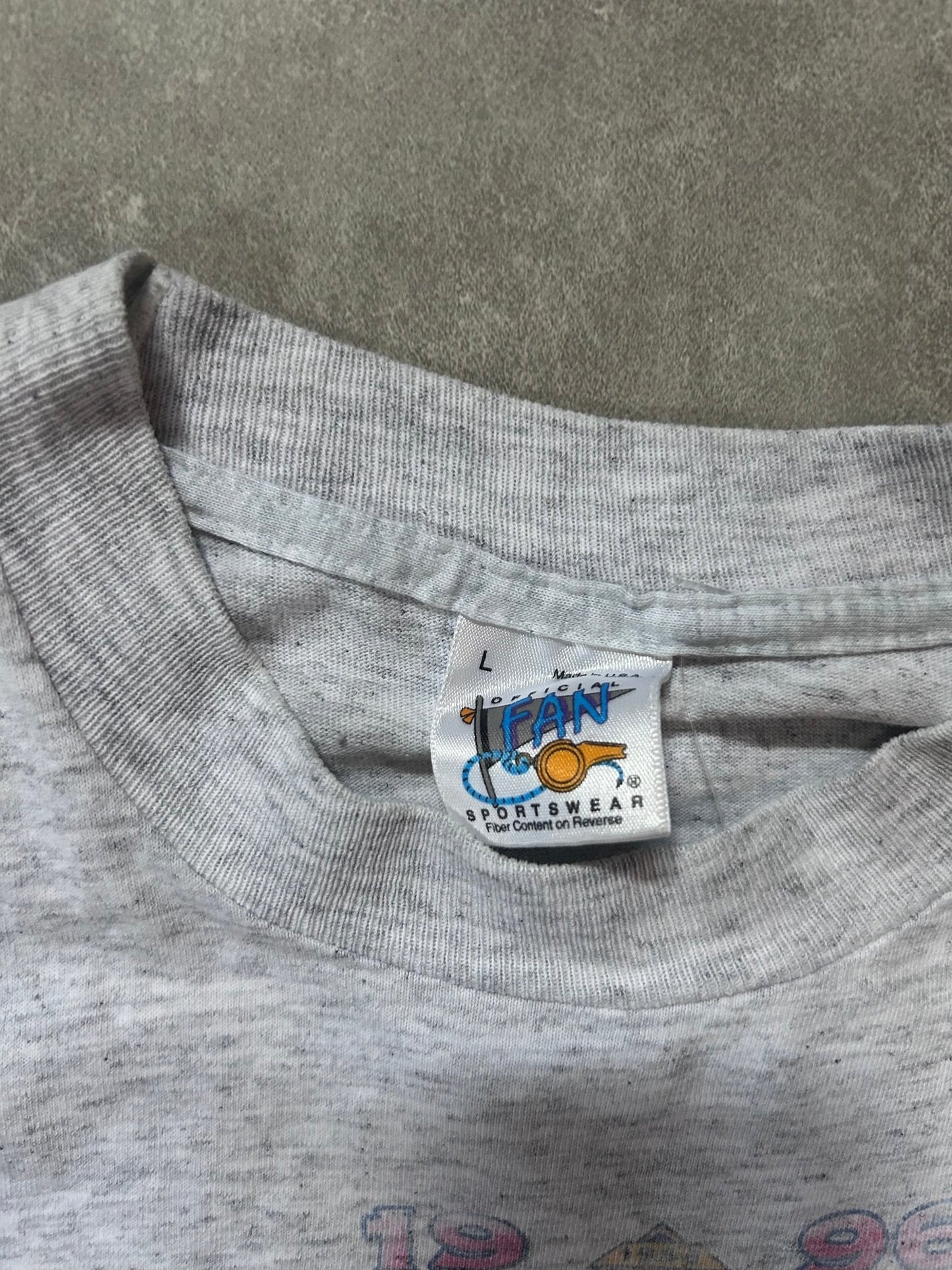 1996 Vintage New York Yankees World Series Caricature Heather Gray T Shirt Size L - L | Martin City Vintage