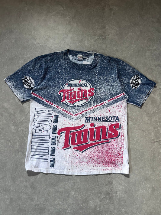 1991 Vintage Minnesota Twins White AOP T Shirt Size XL - XL | Martin City Vintage