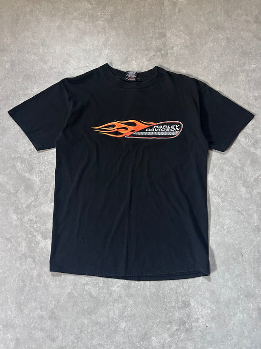 90s Vintage Harley Davidson Flames Black T Shirt Size XL - XL | Martin City Vintage