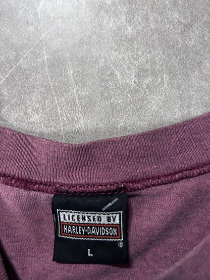 90s Vintage Harley Davidson Crest Salmon Pink T Shirt Size L - L | Martin City Vintage