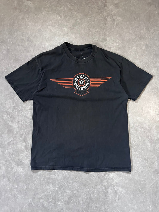90s Vintage Harley Davidson Shawnee, KS Faded Black T Shirt Size XL - XL | Martin City Vintage