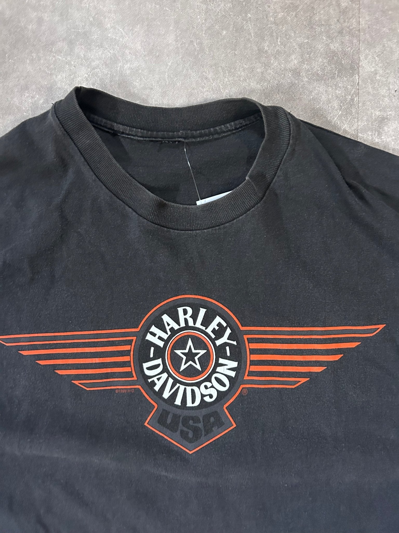 90s Vintage Harley Davidson Shawnee, KS Faded Black T Shirt Size XL - XL | Martin City Vintage