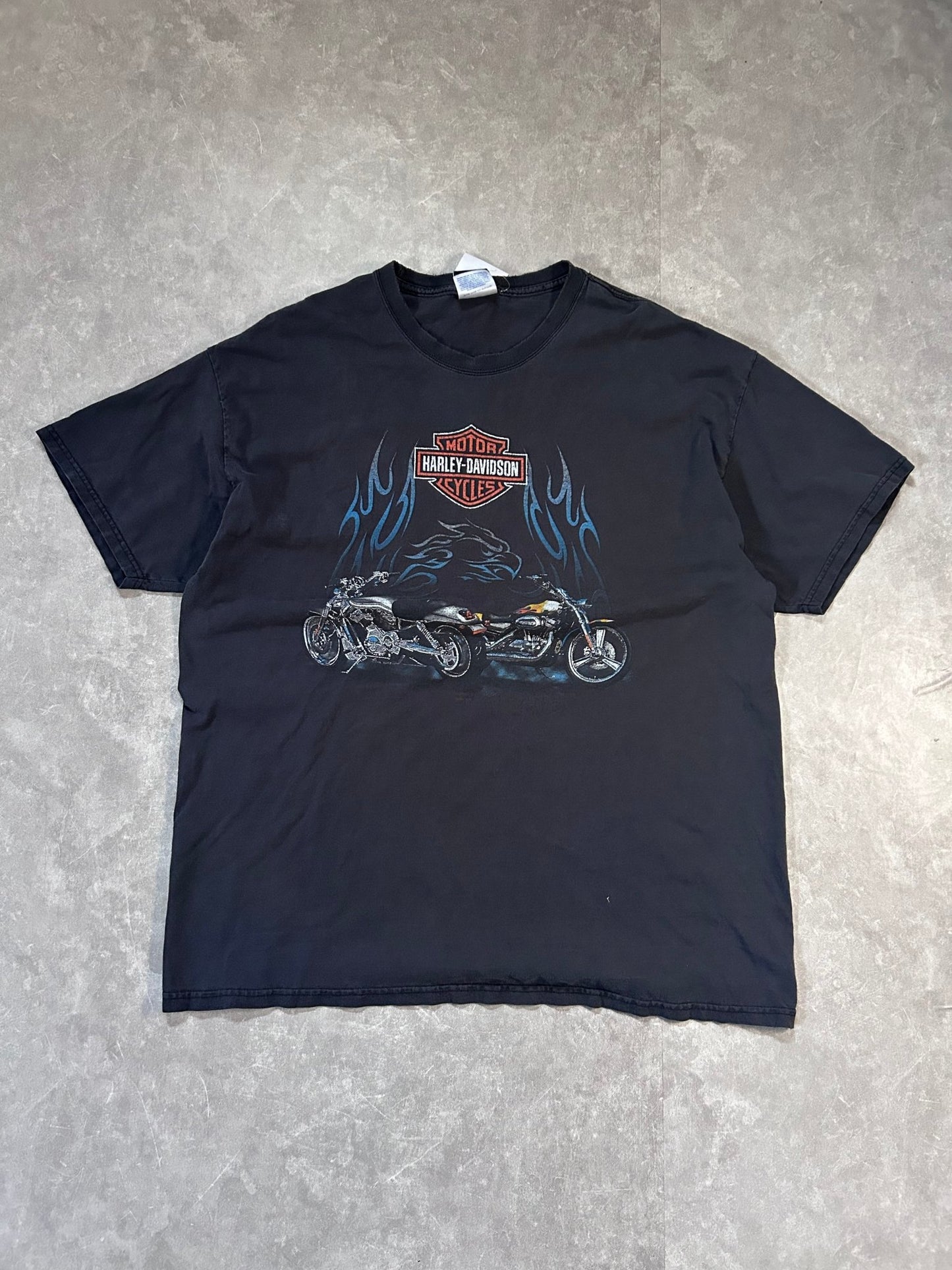2000s Vintage Harley Davidson Distressed Repaired Faded Black T Shirt Size XL