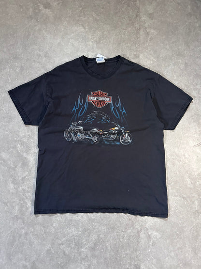 2000s Vintage Harley Davidson Distressed Repaired Faded Black T Shirt Size XL