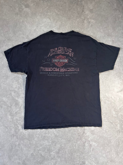 2000s Vintage Harley Davidson Distressed Repaired Faded Black T Shirt Size XL