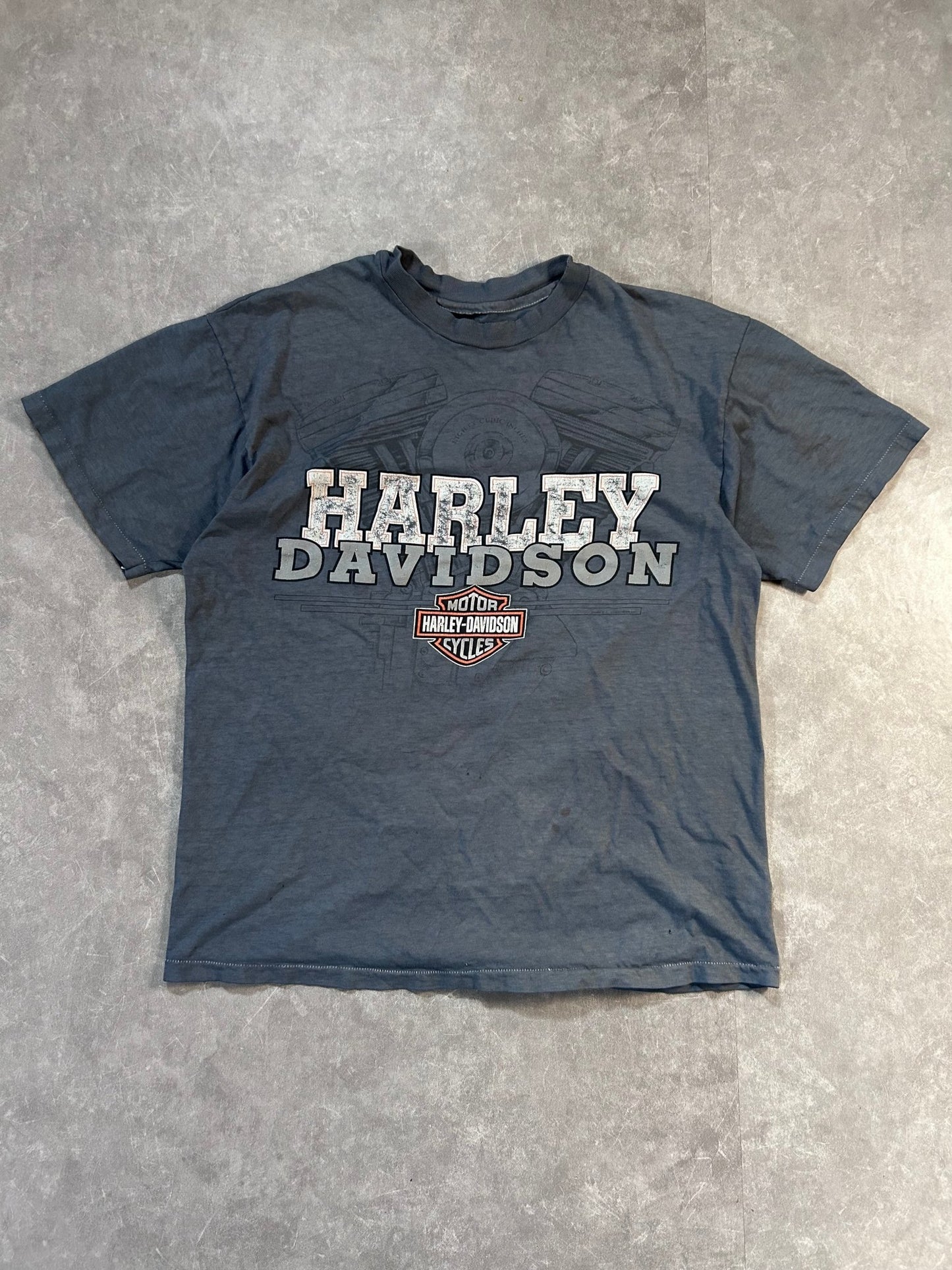 90s Vintage Harley Davidson Distressed Grey T Shirt Size XL