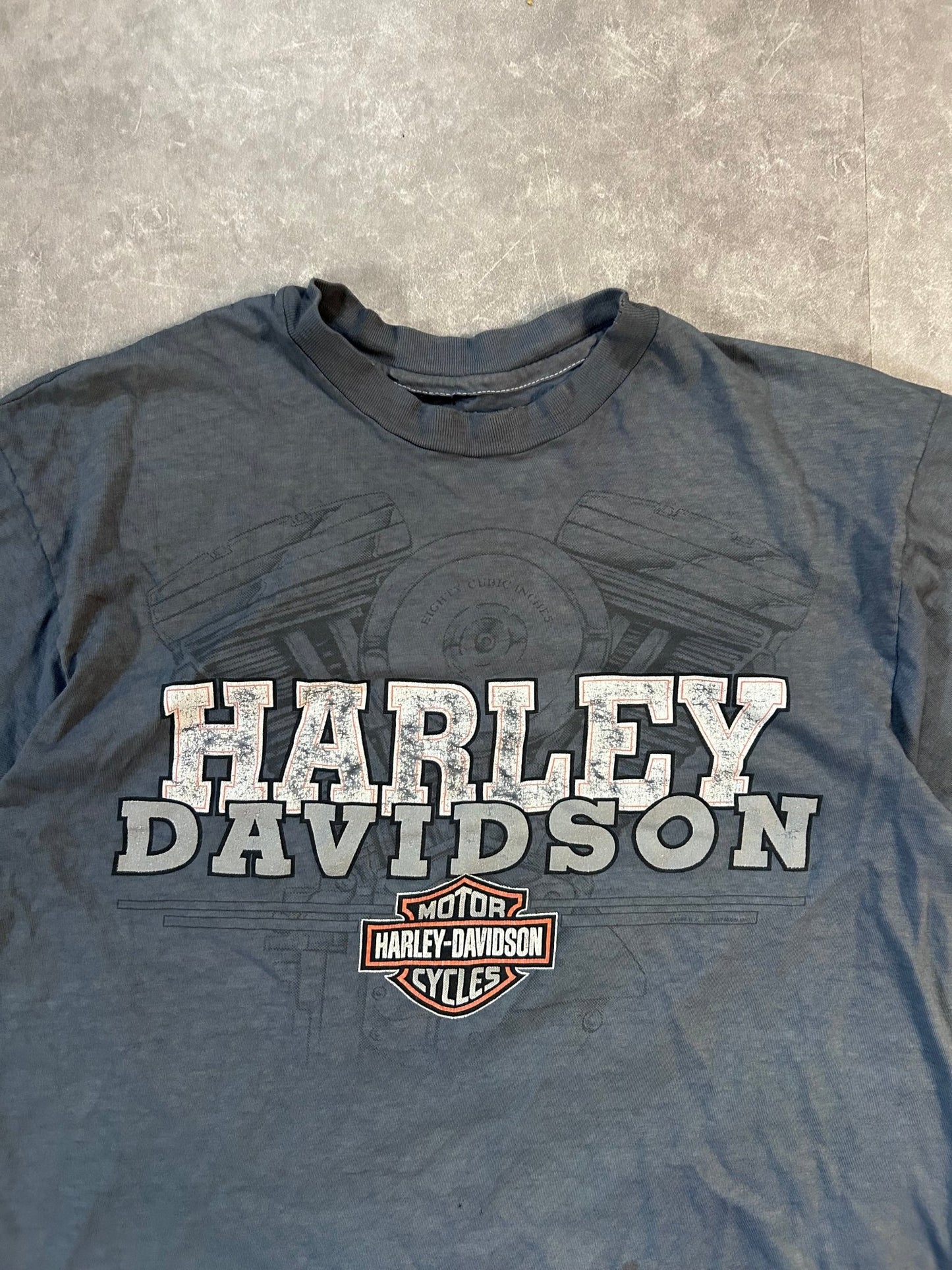 90s Vintage Harley Davidson Distressed Grey T Shirt Size XL