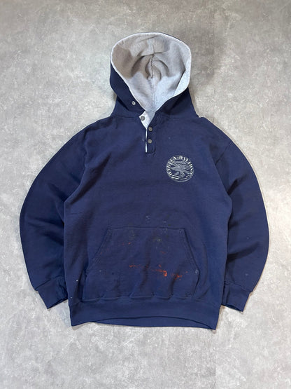 90s Vintage Harley Davidson Distressed Navy Hoodie Size L