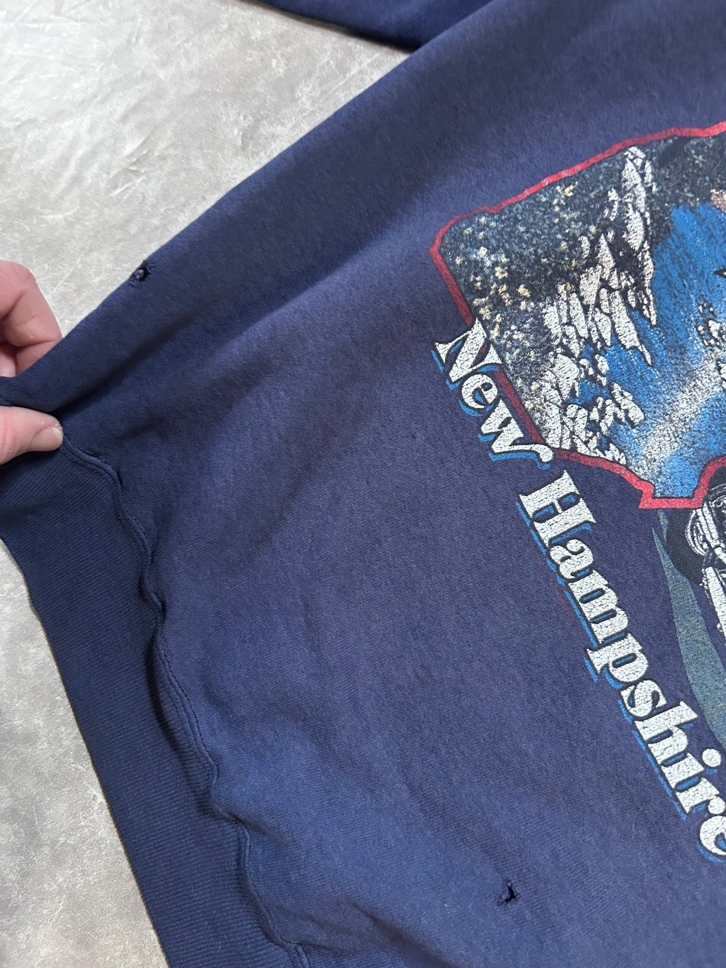 90s Vintage Harley Davidson Distressed Navy Hoodie Size L