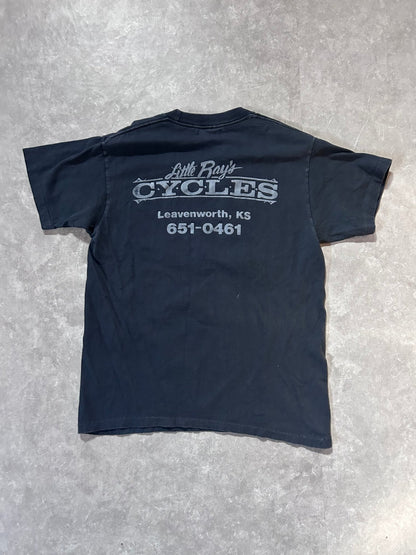 90s Vintage Harley Davidson Flying Eagle Faded Black T Shirt Size M