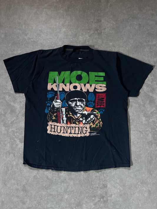 90s Vintage Three Stooges Hunting Black T Shirt Size XL - XL | Martin City Vintage