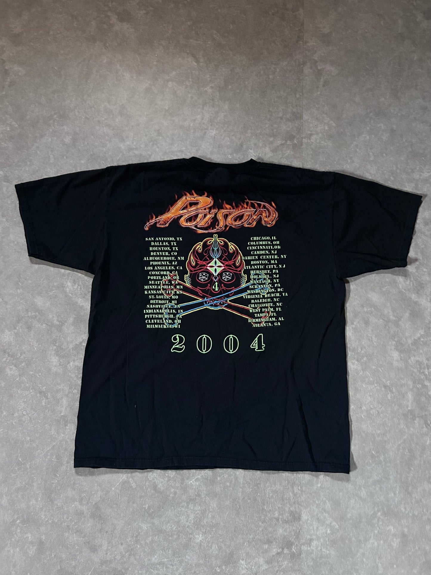 2004 Vintage Poison Black Band T Shirt Size XXL - XXL | Martin City Vintage