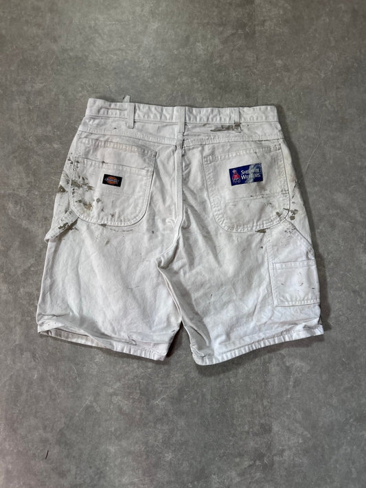 2000s Vintage Dickies Painter Distressed White Carpenter Shorts Size 34 - 34 | Martin City Vintage