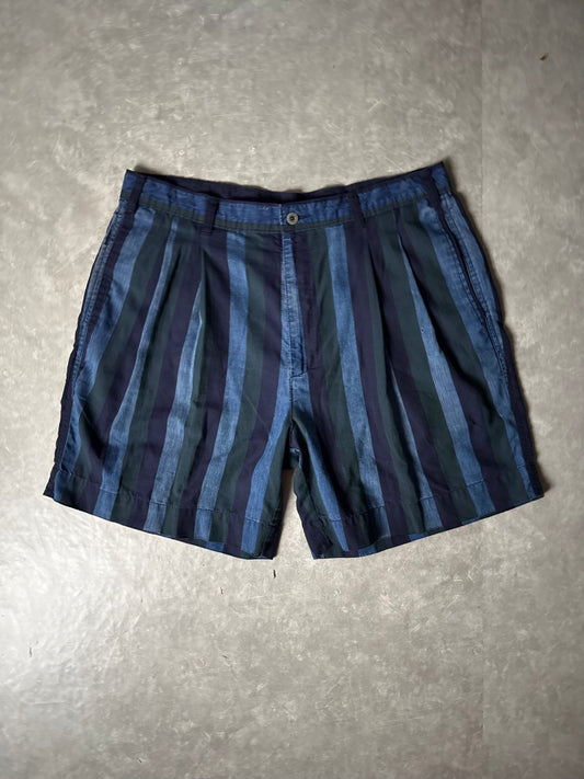 2000's Vintage Chaps Blue/Green Striped Shorts - 36W - 36 | Martin City Vintage
