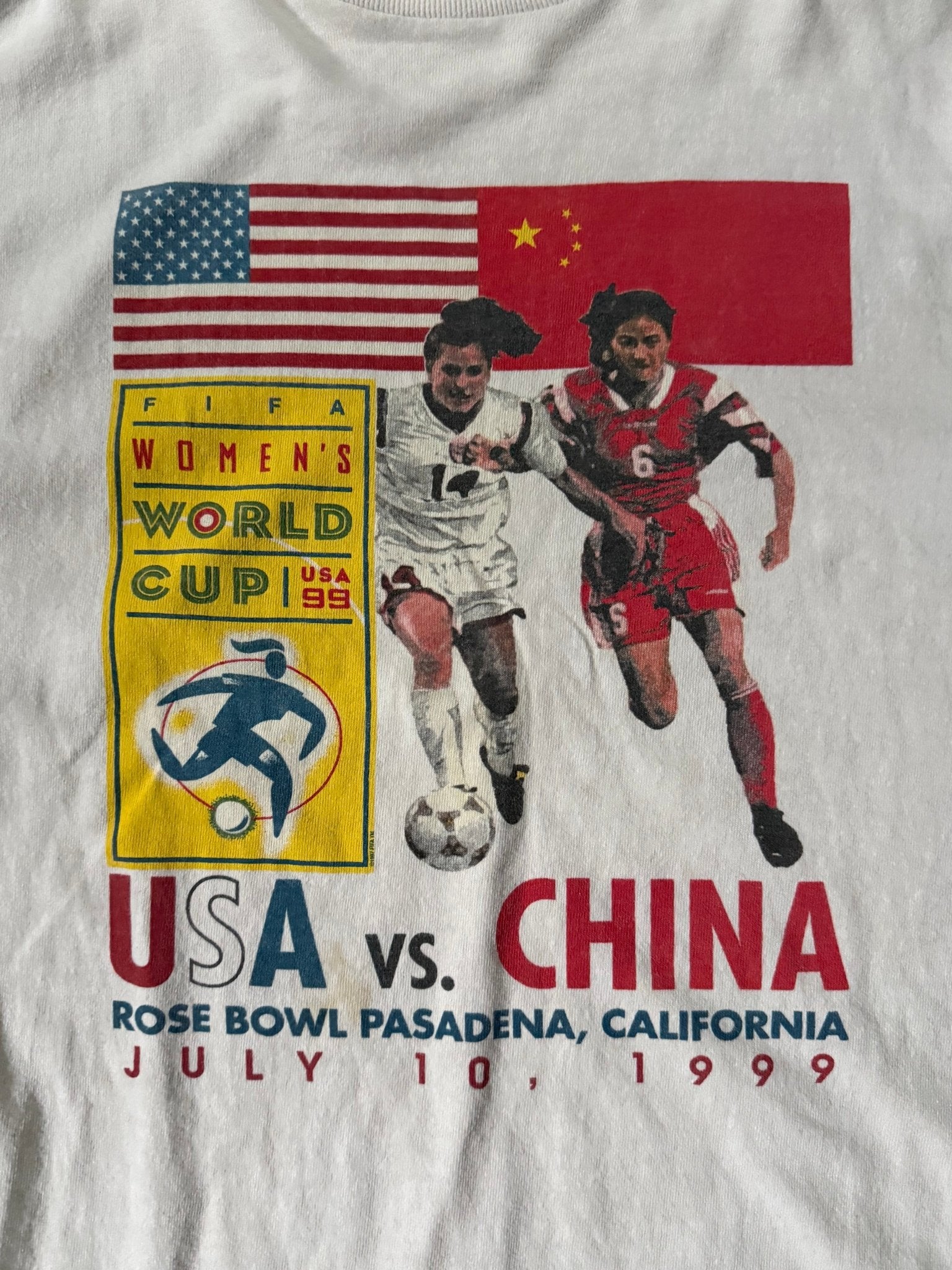 1999 Vintage World Cup FIFA USA vs. China White T-Shirt -XL - XL | Martin City Vintage