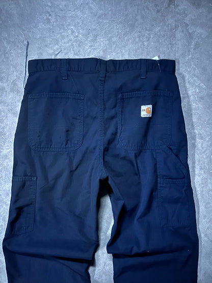 Carhartt Flame Resistant Distressed Navy Pants 32 x 32 - 32 | Martin City Vintage