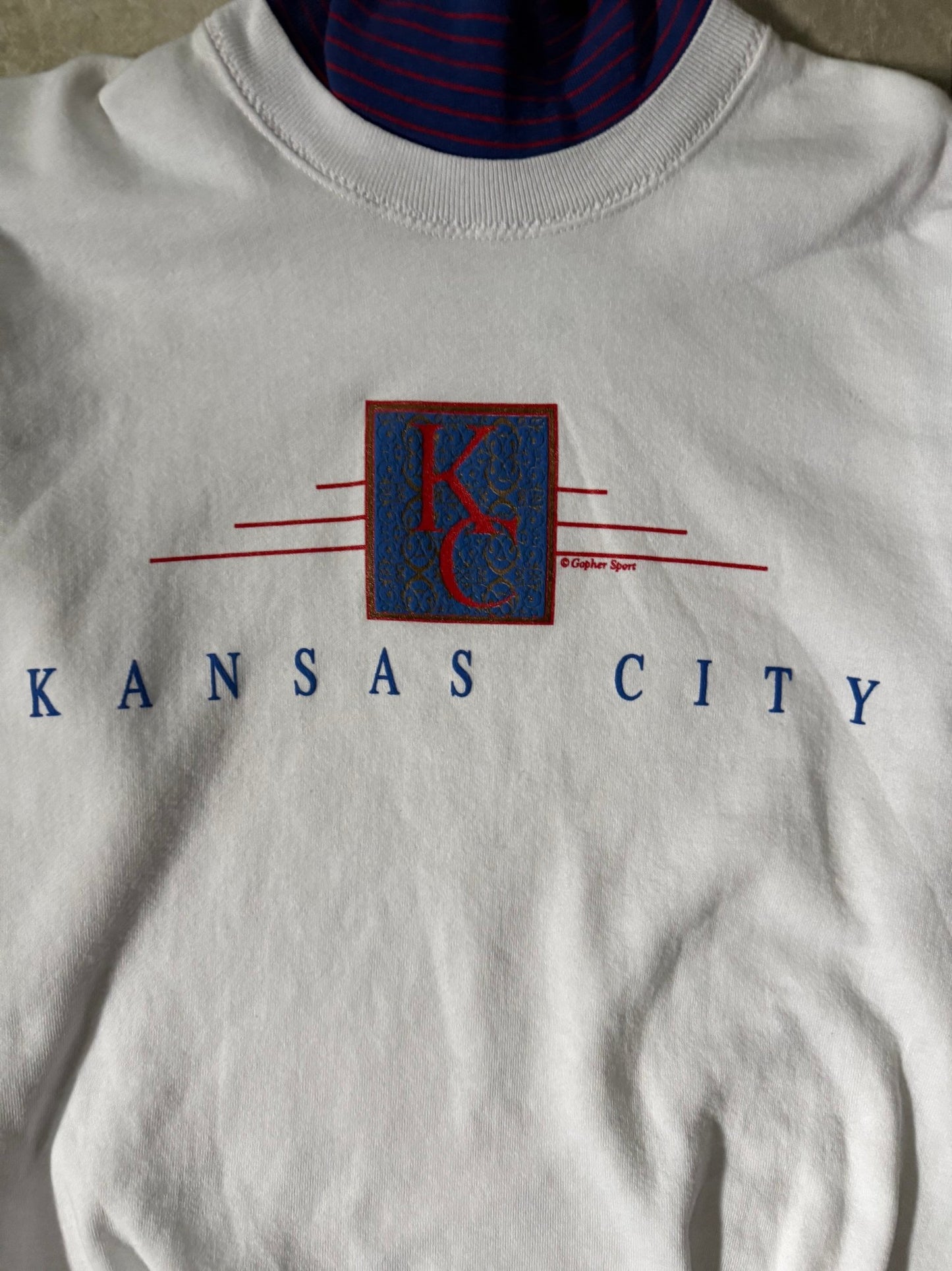 90's Vintage Kansas City Turtleneck White Crewneck -XL - XL | Martin City Vintage