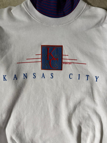 90's Vintage Kansas City Turtleneck White Crewneck -XL - XL | Martin City Vintage