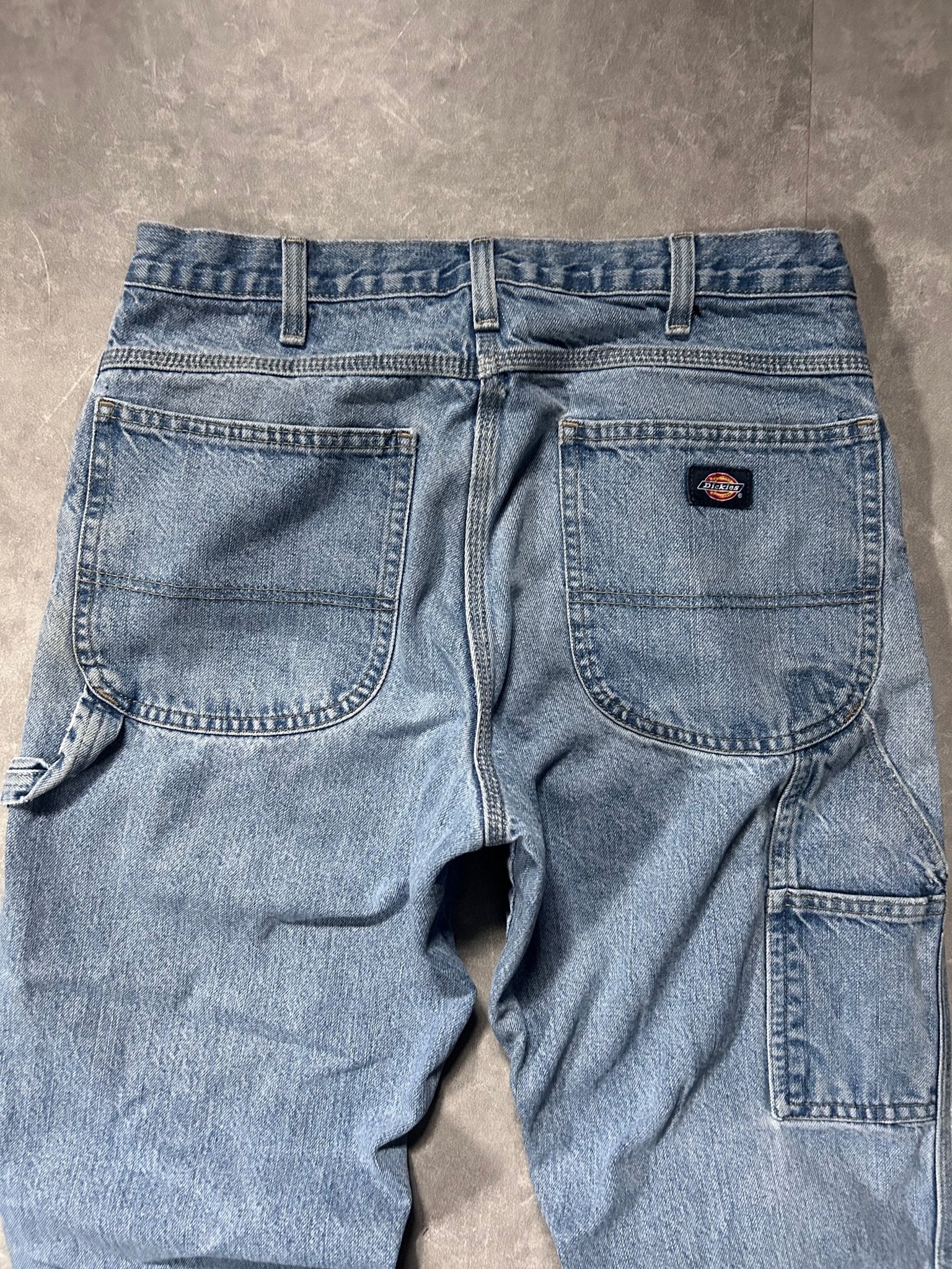 90s Vintage Dickies Distressed Carpenter Light Wash Jeans 32 x 34 - 32 | Martin City Vintage