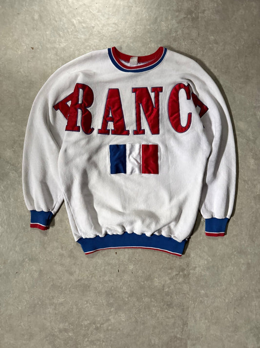 90's Vintage Spellout France White Crewneck -L - L | Martin City Vintage