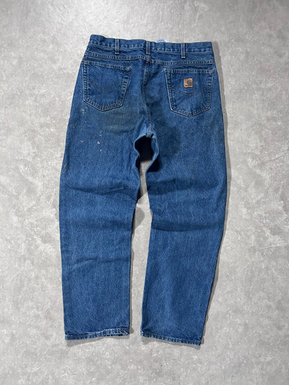 2000s Vintage Carhartt Dark Wash Distressed Jeans Size 36 x 32 - 36 | Martin City Vintage