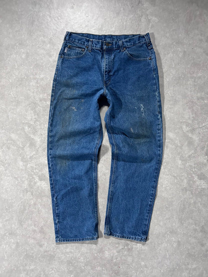 2000s Vintage Carhartt Dark Wash Distressed Jeans Size 36 x 32 - 36 | Martin City Vintage